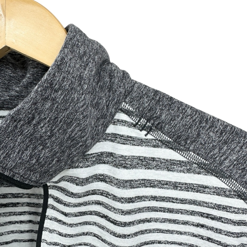 LULULEMON Surge Warm Quarter Zip Shirt Striped Gray - Picture 7 of 7